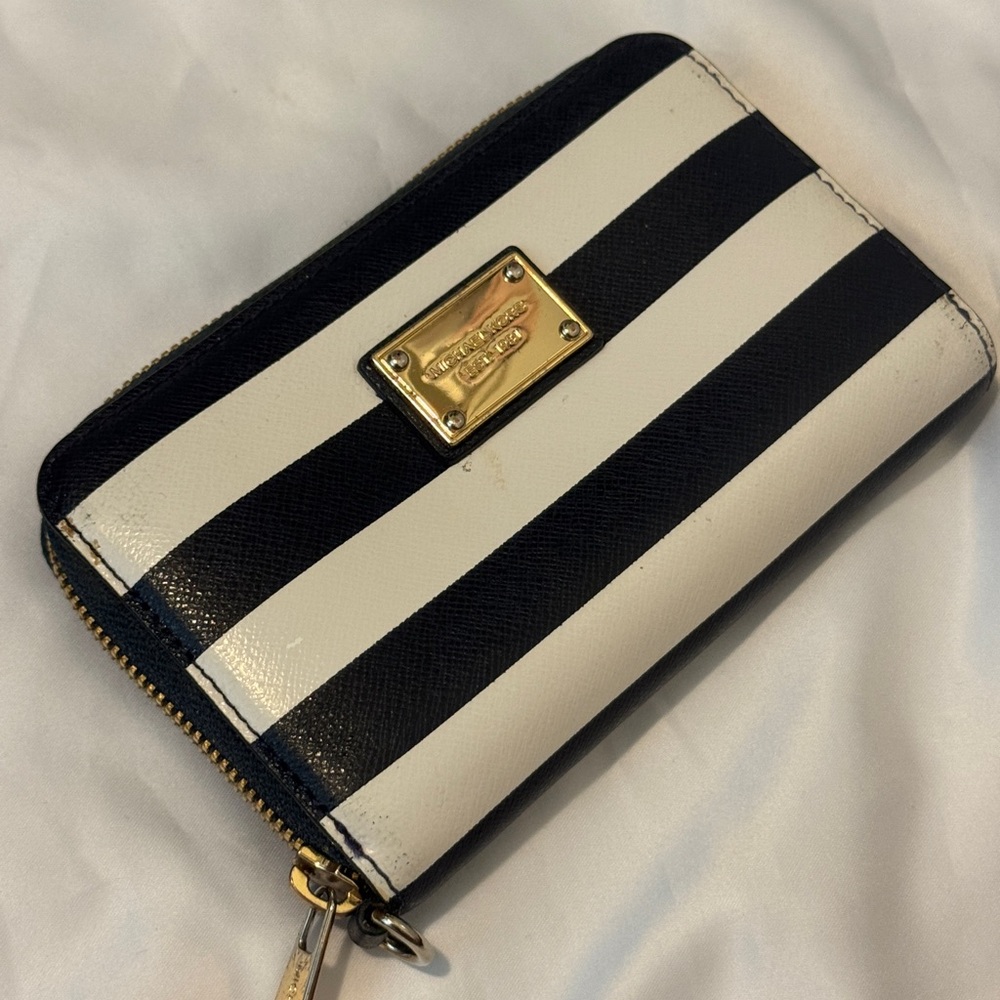 Michael Kors navy and white Striped Wallet